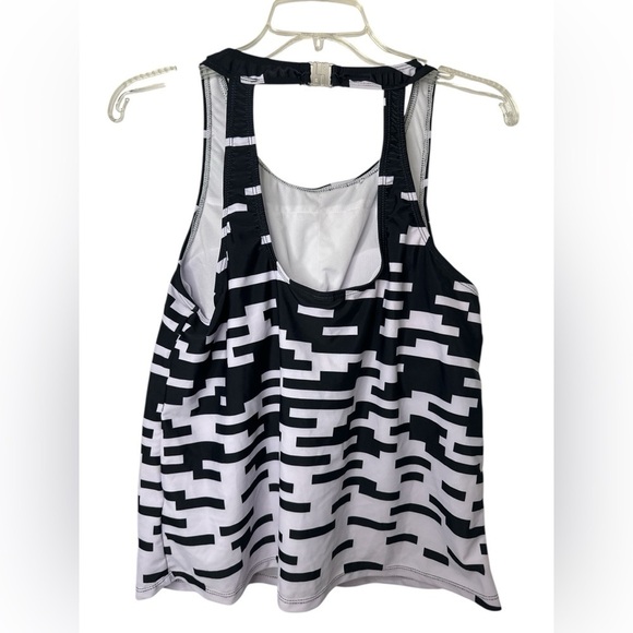 Nanu Black White Patterned High Neck Tank Bathing Suit Top NWT - Picture 2 of 7